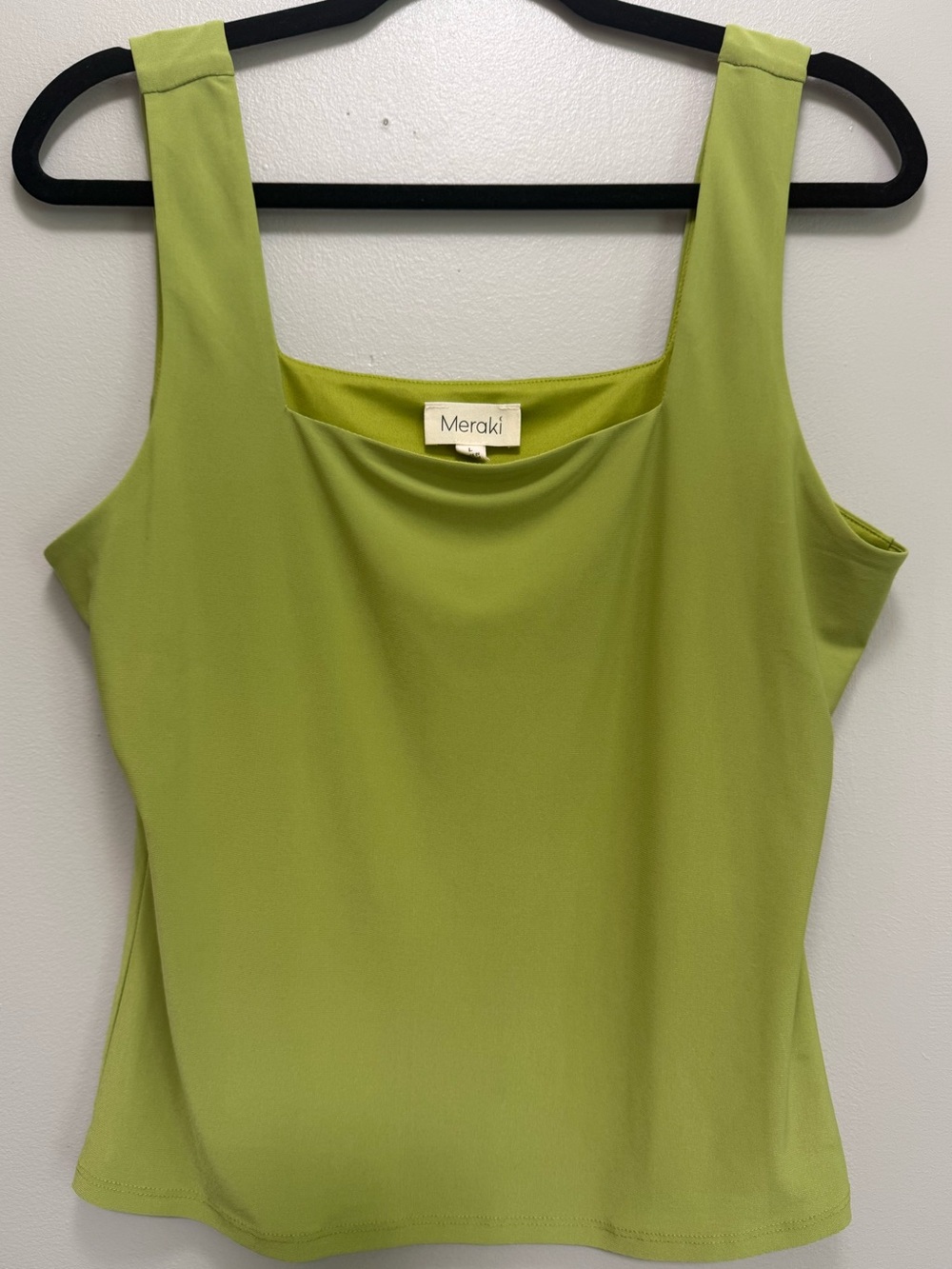 Meraki Lime Green Square Neck Tank Top